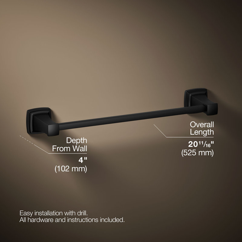 Riff Wall Mounted Towel Bar, Matte Black, 18"W