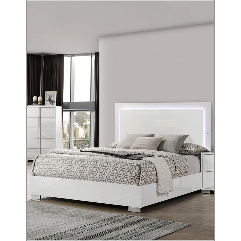 Contemporary White Eastern King Size Bed