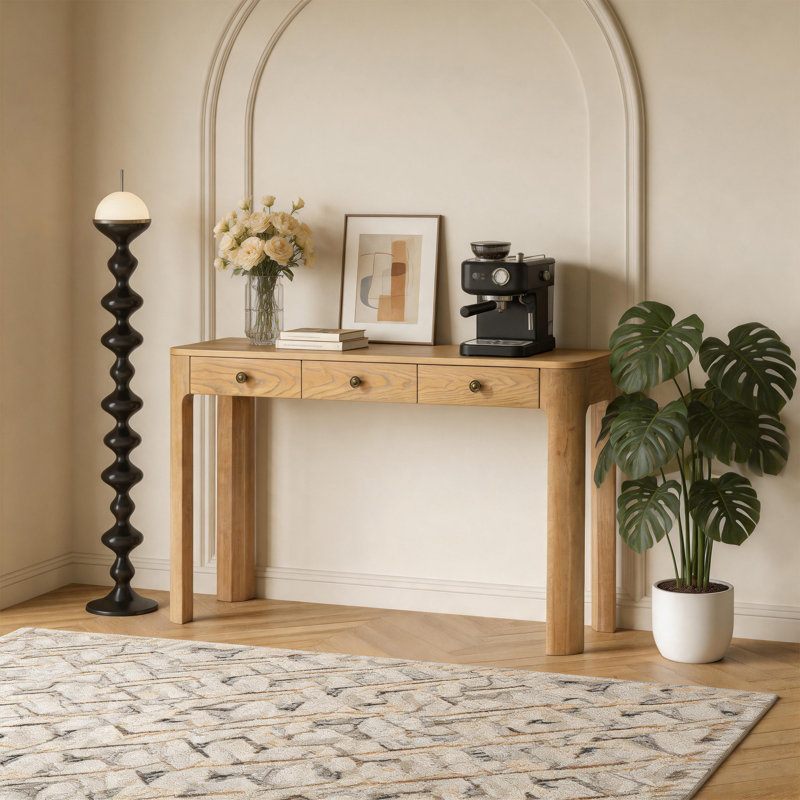 Console de coin courbée de sécurité, table de rangement avec 3 tiroirs