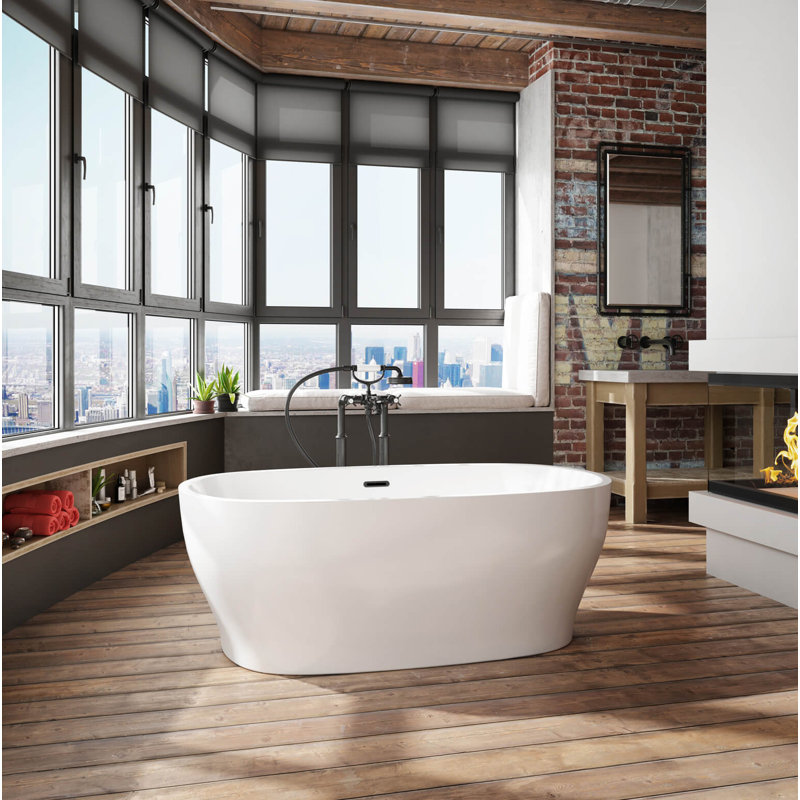Vibe 58'' L Freestanding Soaking Bathtub, Back