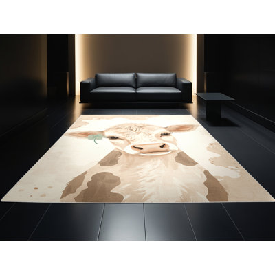 Soft Plush Fairweather St Patties Modern & Contemporary Abstract Area Rug in Beige – White Binding
