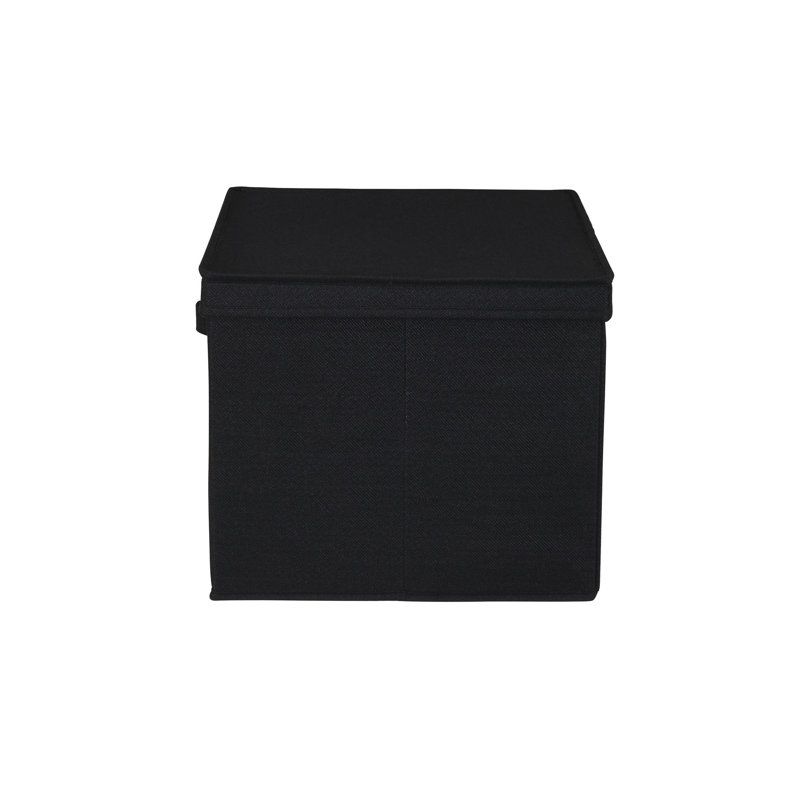 Household Essentials Wide Storage Box Fabric Bin, Black, 10" H x 15" W x 15" D