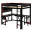 Structure de lit mezzanine en bois robuste, bureau, tablette de rangement, DEL et station de charge-129171308