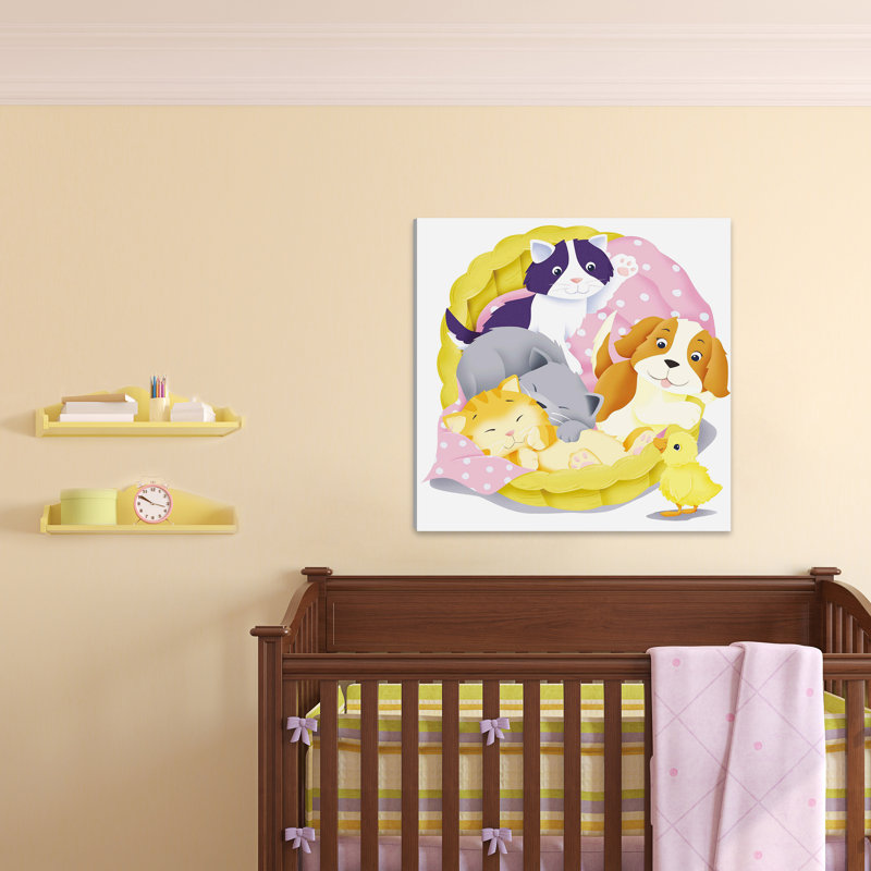 Reproduction de bébés animaux sur toile tendue, 40 po x 40 po