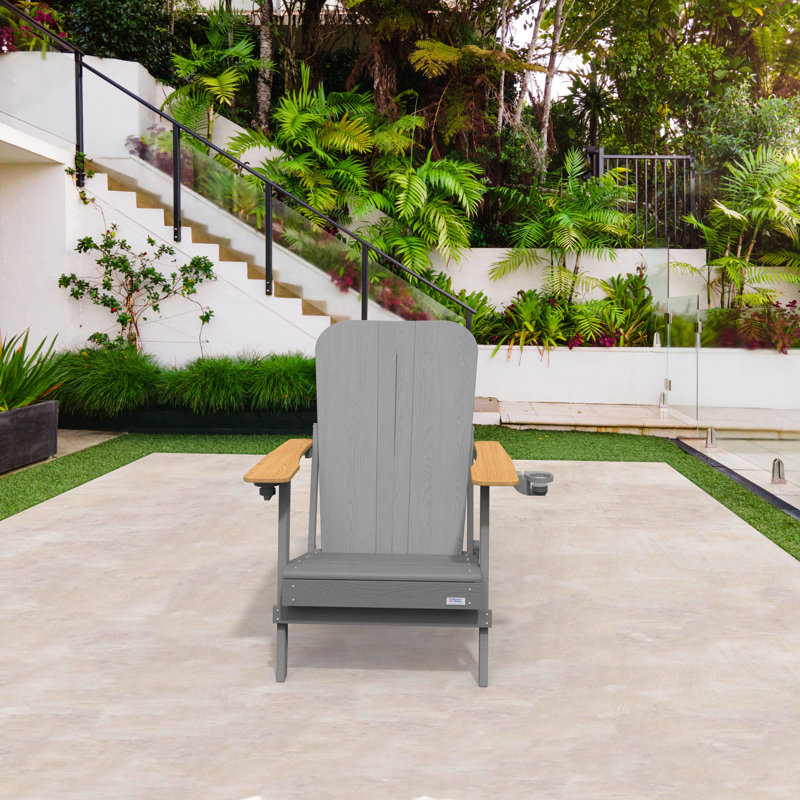 Breianna Foldable Outdoor Adirondack Chair, Gray