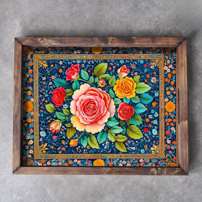 Elegant Solid Wood Tray, 18.9 x 15.0 x 1.6 inches | UV Printed on 0.2-inch Thick MDF | Perfect for Serving, Organizing, and Home Décor | Durable and Stylish Design for Any Occasion