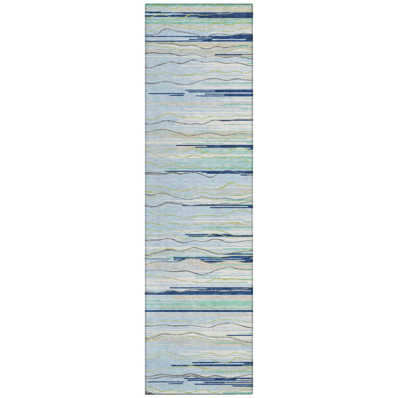 Ayra Sky Washable Indoor-Outdoor Rug - , 2'3" x 7'6"