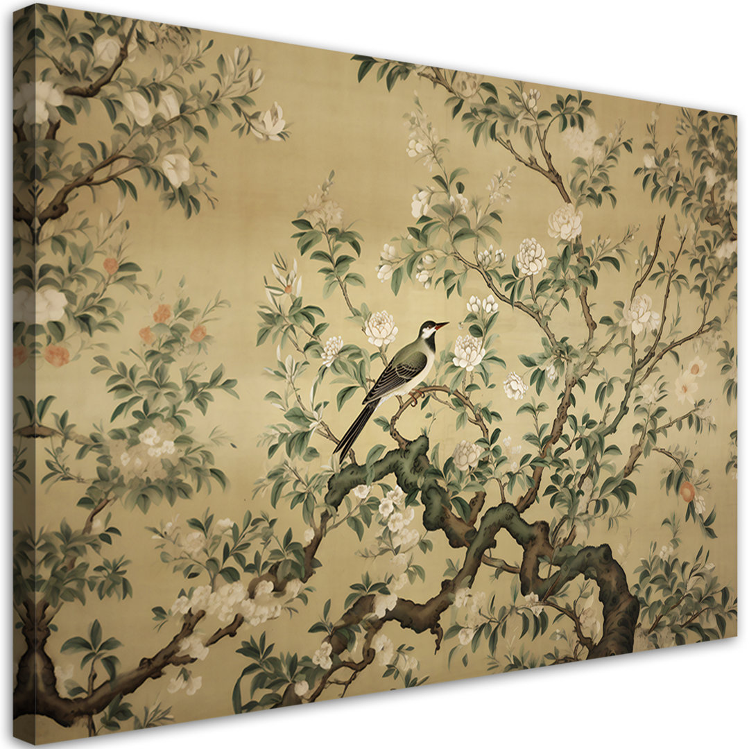 Wandbild, Vogel Abstrakt Chinoiserie