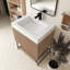 24 po X P 20 po P x 33 po Meuble-lavabo autoportant simple H en chêne brun avec plateau en acrylique blanc