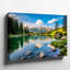 Toile, "Un paysage alpin serein", art mural reflétant un lac cristallin, montagnes majestueuses sous un ciel bleu vif-1145377574