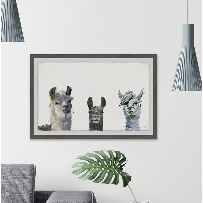 Art encadré Agawam Llama Squad, H 24 po x l 36 po x P 1,5 po, Cadre brun