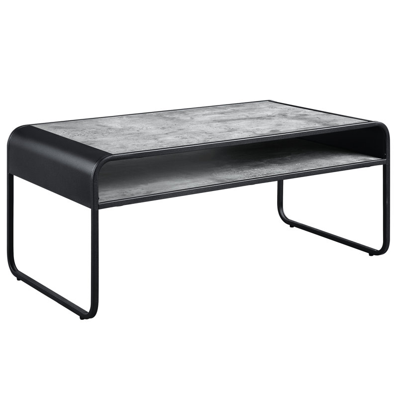 Table basse en béton gris et noir - 18,48 po Hauteur avec une structure à 8 hauteurs de rangement