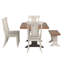 Ensemble de salle à manger Lumley 7 pièces, dessus en chêne massif, chaises à dossier à panneaux, table à piètement noir antique, chaises et banc à piètement blanc antique.-1795382024-1795382035