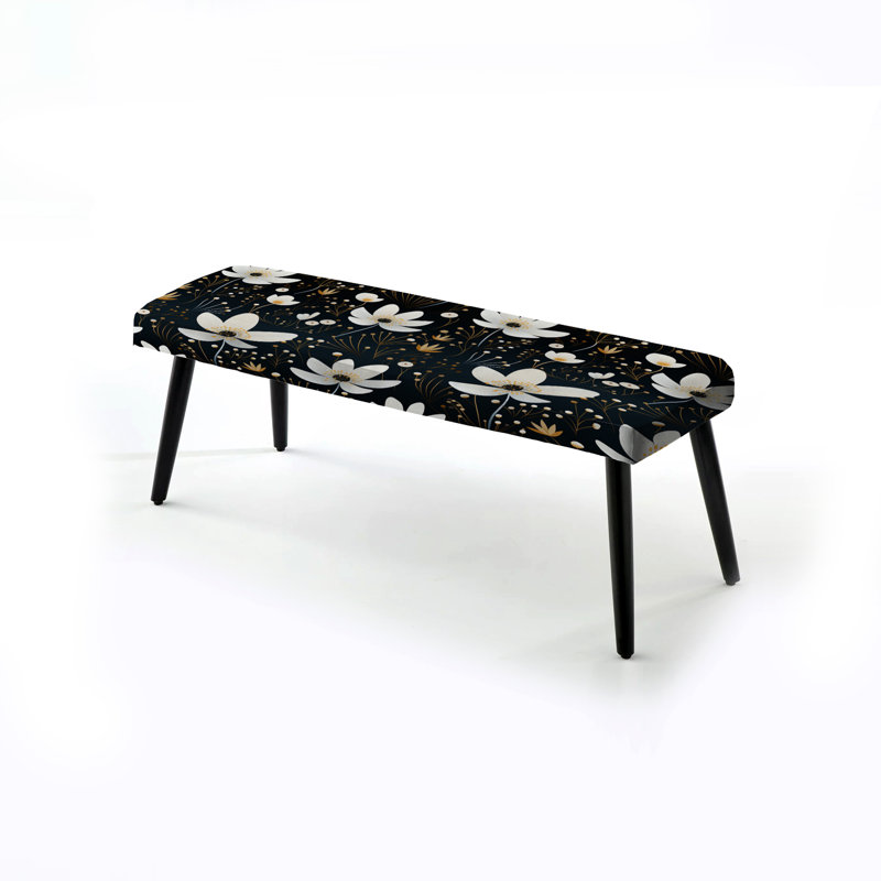 Mystic White and Black Splendor Gardens - Banc rembourré floral noir
