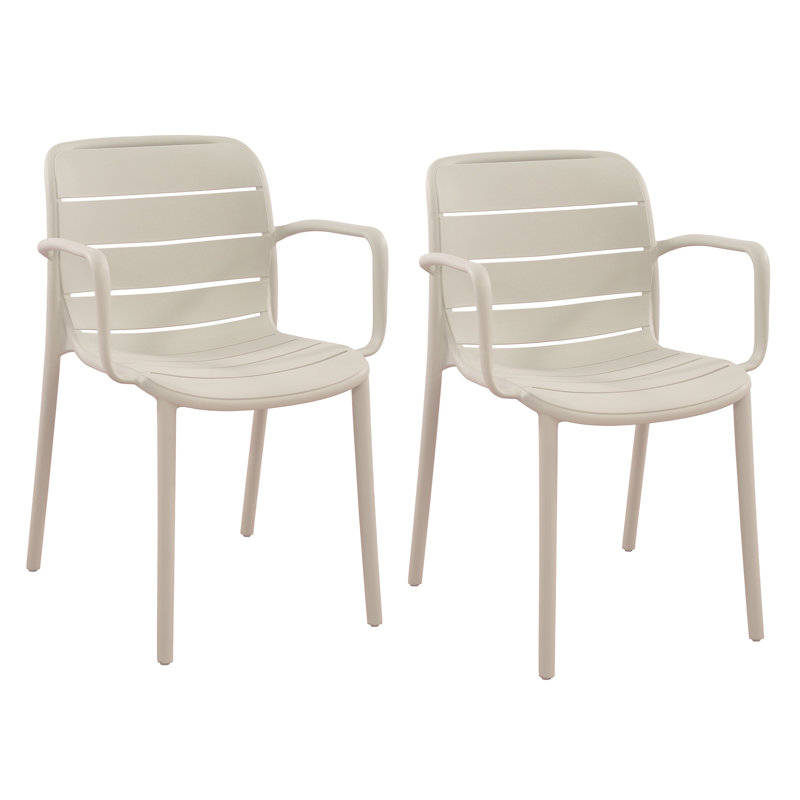 Fauteuils empilables Patioflare, crème, paquet de 2, Blanc