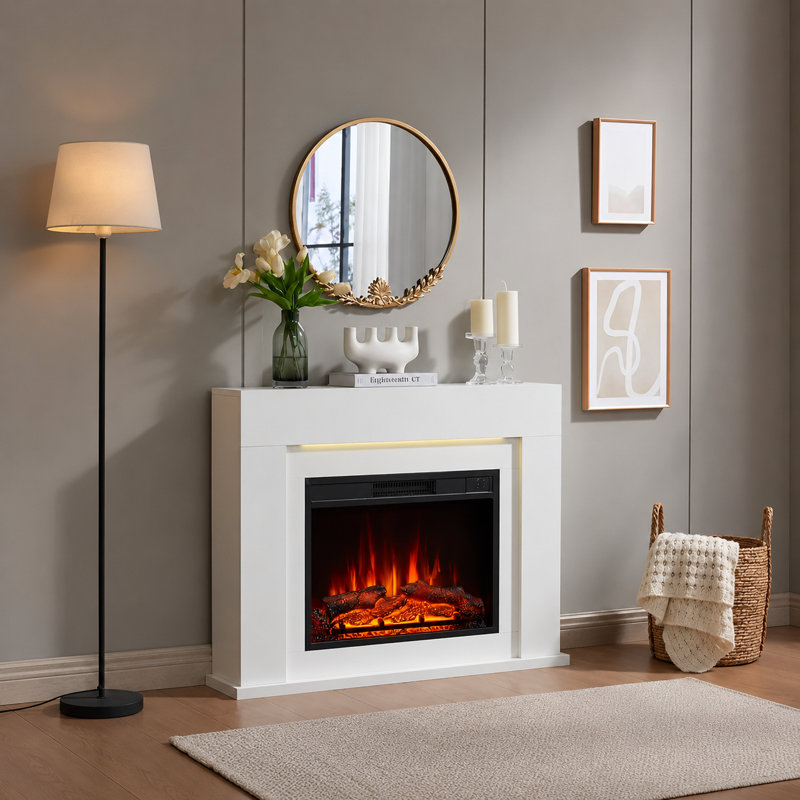 FLAMEKO Acacia Freestanding Electric Fireplace Suite, 2kW Heater, Remote