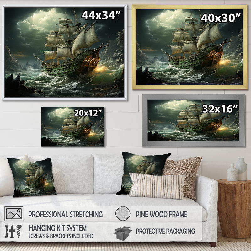 Pirate Sea Sovereigns - Art mural pirate, H 12 po x l 20 po x P 1 po, Toile tendue