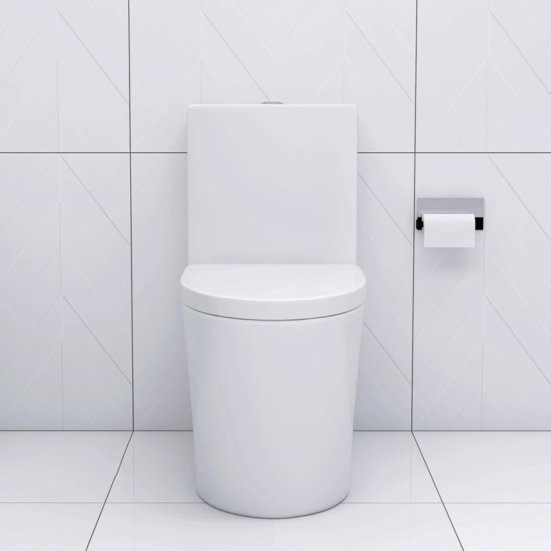Glossy White Toilet With Powerful Flushing And Long-Lasting Seat Modern Bathroom Efficient Comfortable, Glossy White