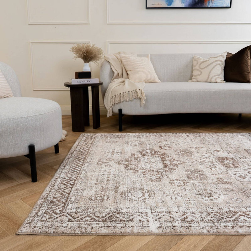 Montana Vintage Medallion Beige Area Rug, 200X290 cm