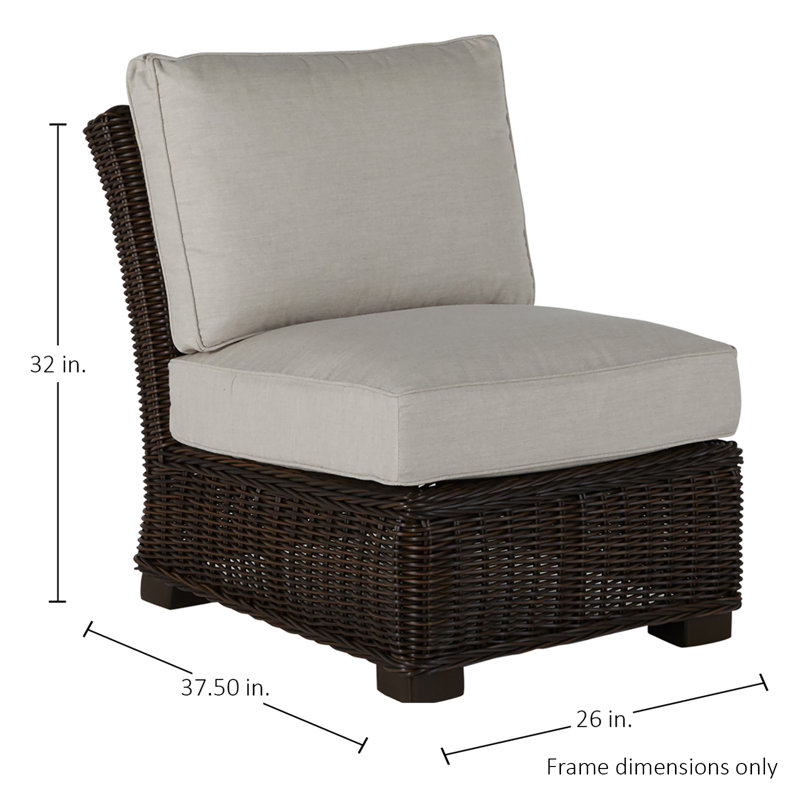 Fauteuil de chambre modulaire rustique tissé noyer noir, Welt, Sunbrella® ‑ lin neige, Noir noyer
