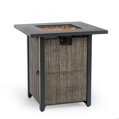28" Propane Gas Fire Pit Table, 50000 BTU Square Steel Fire Pit  For Outside Patio Deck Garden Courtyard -Black