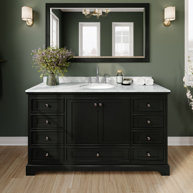 Deborah 60'' Single Bathroom Vanity with Marble Top, Dark Espresso, Polished Chrome