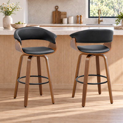 Devlin Faux Leather Upholstered Swivel Mid-Century Stools