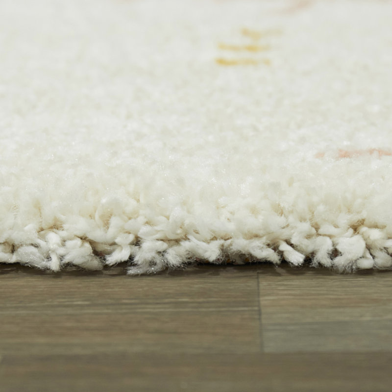 Cream and Yellow Sun Spot Kids' Rectangular Synthetic Rug 5' x 7'