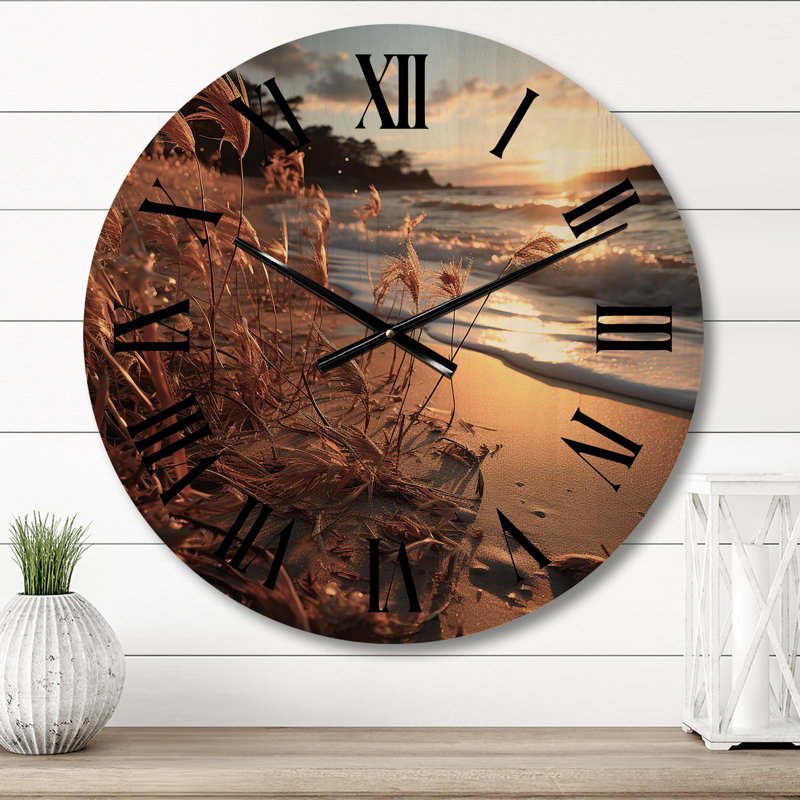 Horloge murale de plage Beach Breeze At Sunset IV, Moyenne
