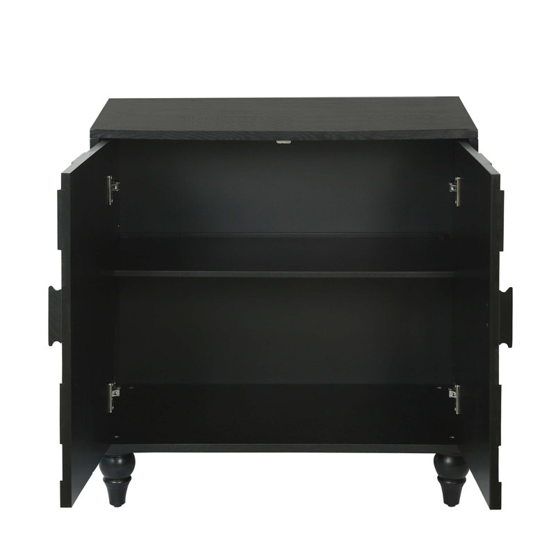 Buffet avec motif en nid d'abeille, armoire d'appoint moderne, H 31,7 po x l 30,3 po x P 15,7 po, Antique Black