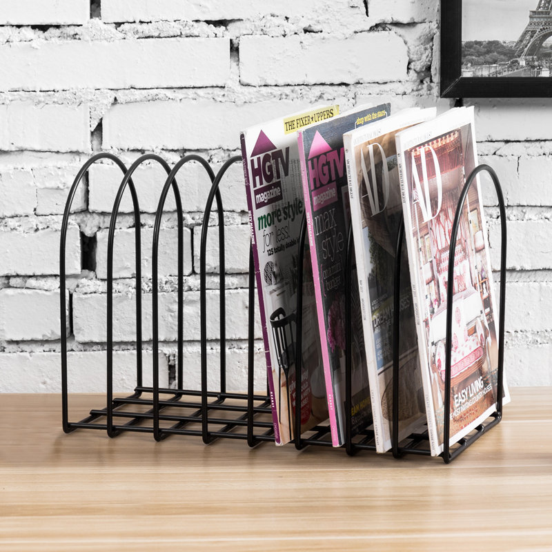 Black Metal Wire 8-Slot Desktop Document Organizer
