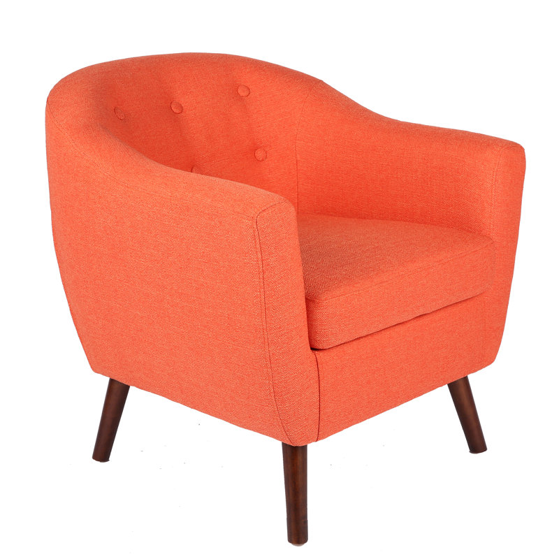 Upholstered Barrel Chair, Orange