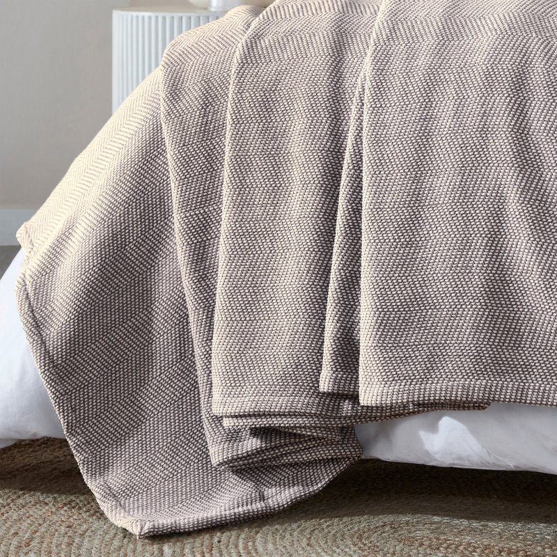 Couverture en coton Maya Chenille, Lit simple, Brun