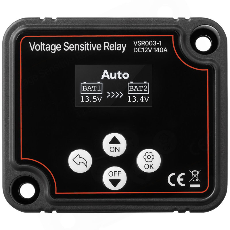 Kit double isolateur de batterie, 12V 140 Amp 20 Ft 6AWG, relai sensible à la tension manuel et automatique avec voltmètre, écran LCD, isolateur de batterie intelligent, compatible avec les piles au lithium, pour UTV