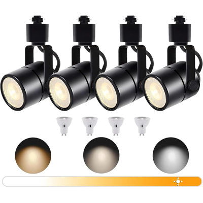 Bravsekai Black 4PCS LED Track Lighting with Advanced Replaceable GU10 Bulbs, Switchable 3CCT and Dimmable Brightness(20%-100%), Versatile Ceiling Spotlight Fixtures for Any Space(No Track Rail)