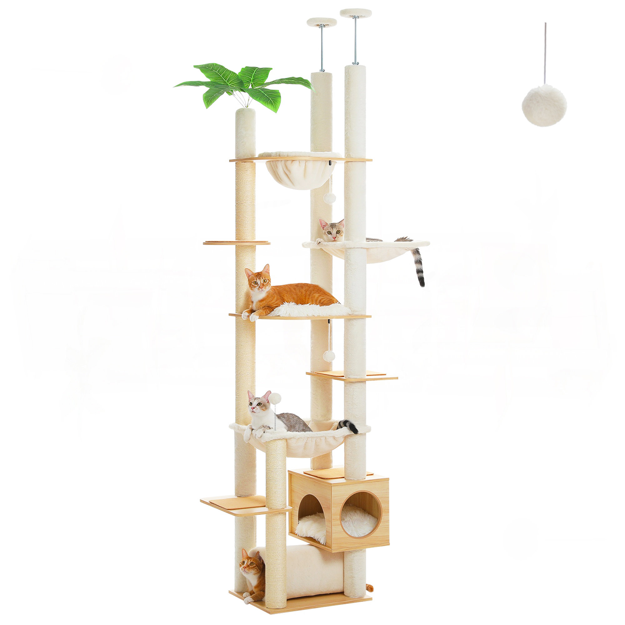 Hokku Designs 90.5''~100.4'' Height Floor To Ceiling Cactus Cat Tree | Wayfair