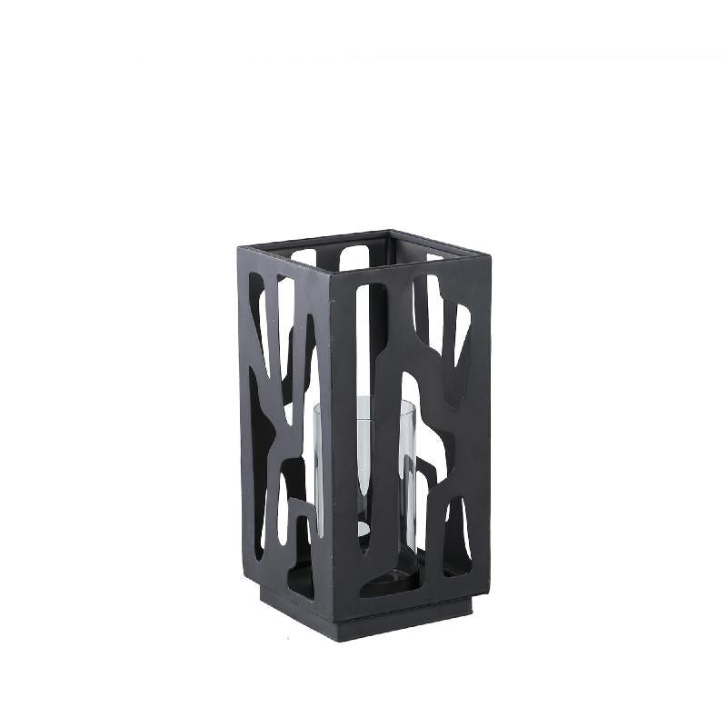Iron Tealight Holder, Black, 32cm H x 16cm W x 16cm D