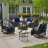 7 Person Patio Wicker Furniture Set With Swivel Rocking Chair