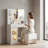 White Vanity Desk Set With Lighted Mirror, USB Ports & Storage
