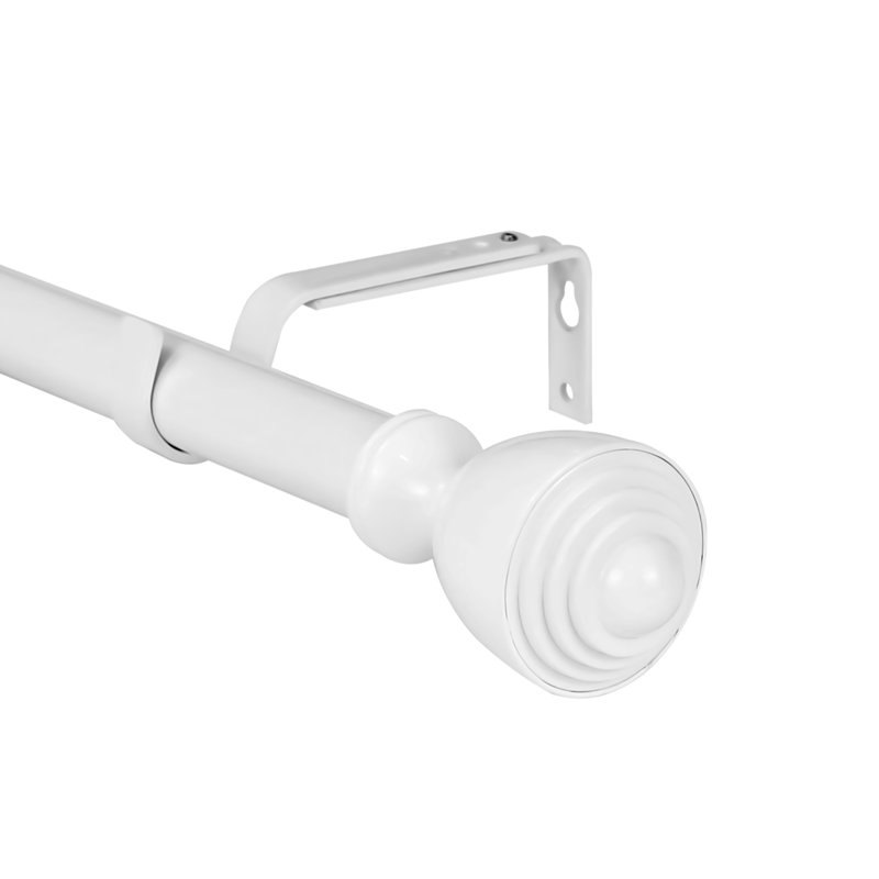 Tringle à rideaux simple réglable 1 po Adeline, Blanc lustré, l 48 po à 84 po