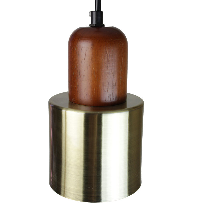 Luminaire suspendu cylindrique à 1 lumière avec accents en bois