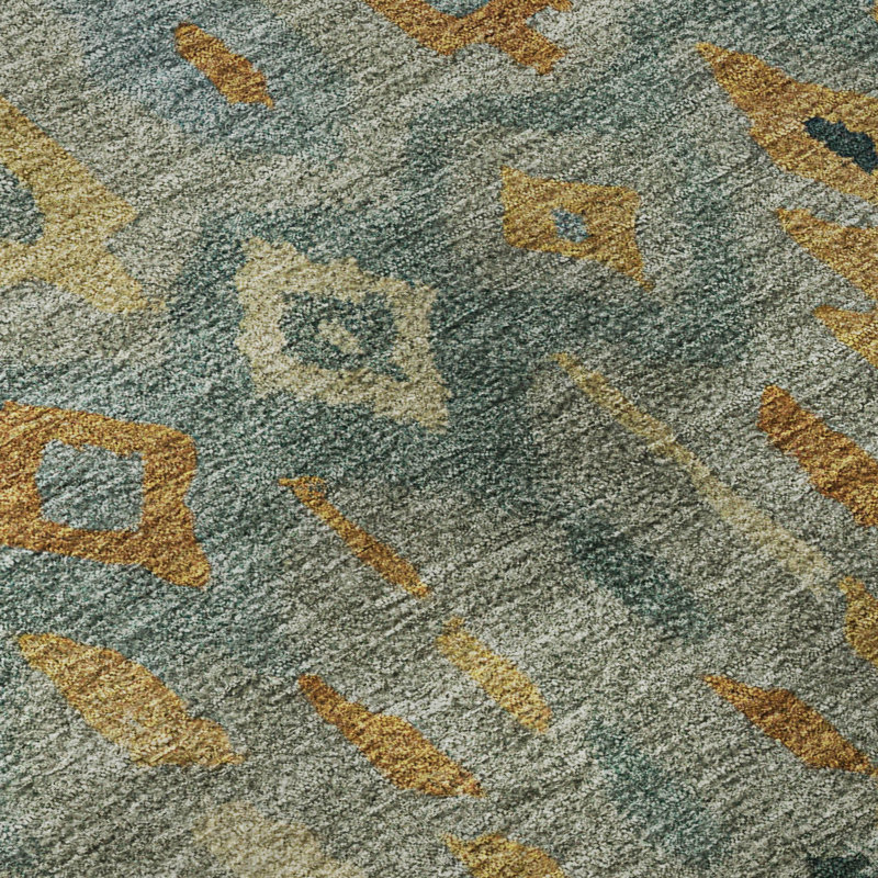Premium Machine Washable Mayfield AMF2303 Casual Rug, Green, 5' x 7'6"