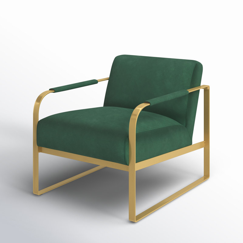 Fauteuil de 25 po de large Quentin, Velours vert, Or