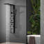 Système de panneau de tour de douche à inverseur 6 voies avec pomme de douche à pluie, baguette de douche et lumière DEL en noir mat-93249638