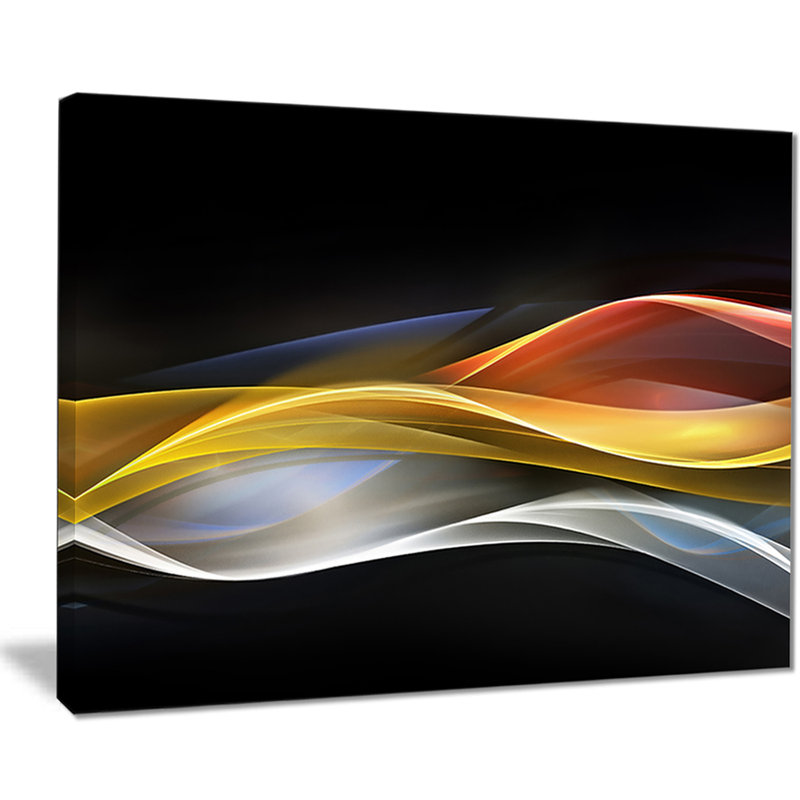 " 3D Gold Silver Wave Design ", 20" H x 40" W x 1" D, Wrapped Canvas