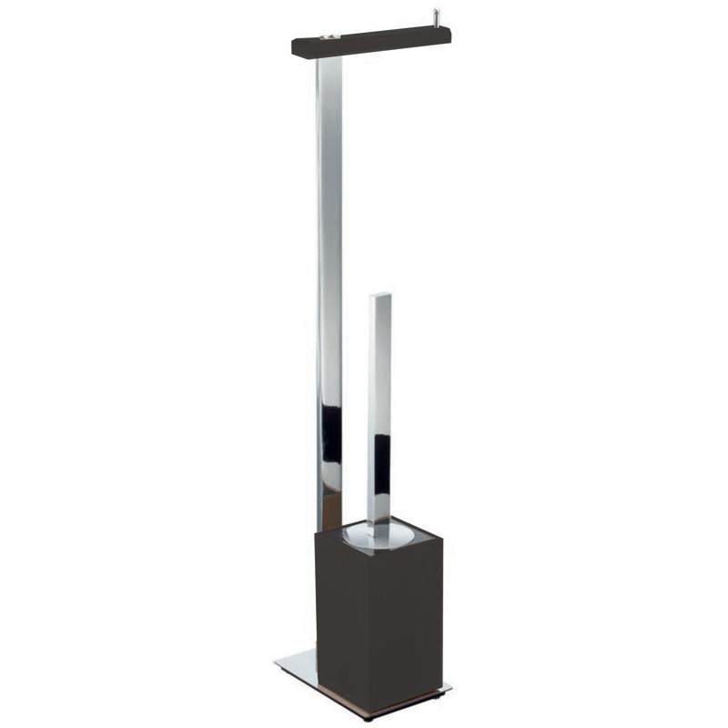 Brosse et support pour toilettes en métal 25,59 ", Chrome / Noir