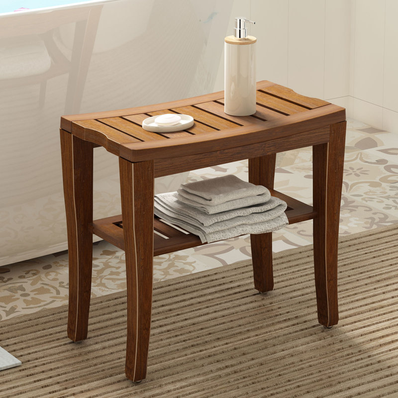 Thacker 18.7'' W Bamboo Shower Bench, Coffee