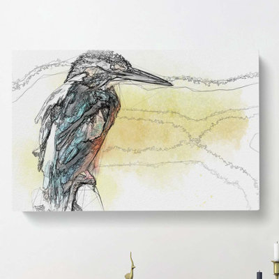 Blue Kingfisher in Abstract - Wrapped Canvas