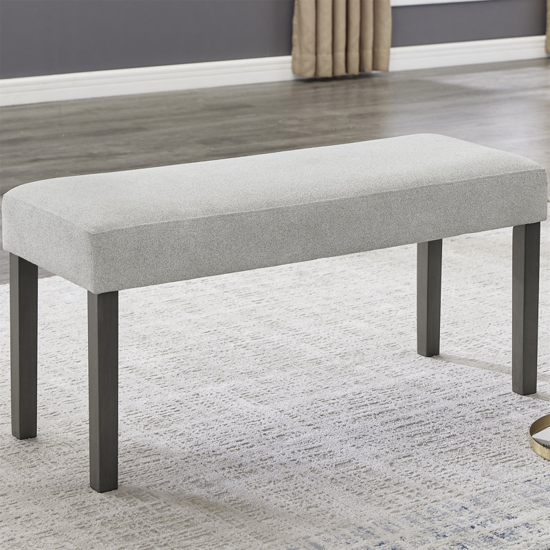 Banc rembourré en tissu gris clair Selena avec cadre en bois gris foncé Selena