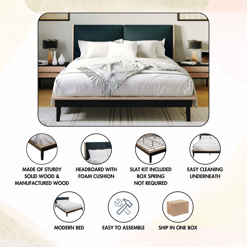 Keven Upholstered Platform Bed, Queen